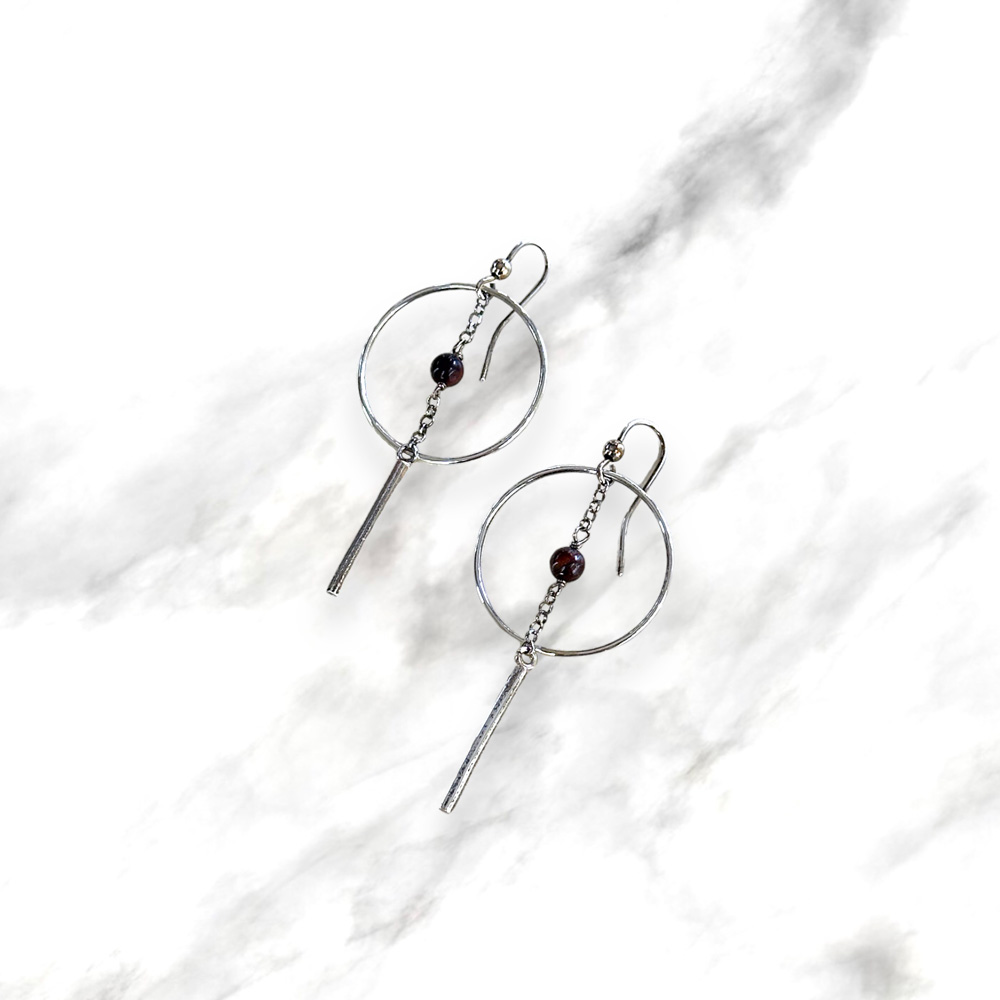 Orecchini pendenti in argento con paesina