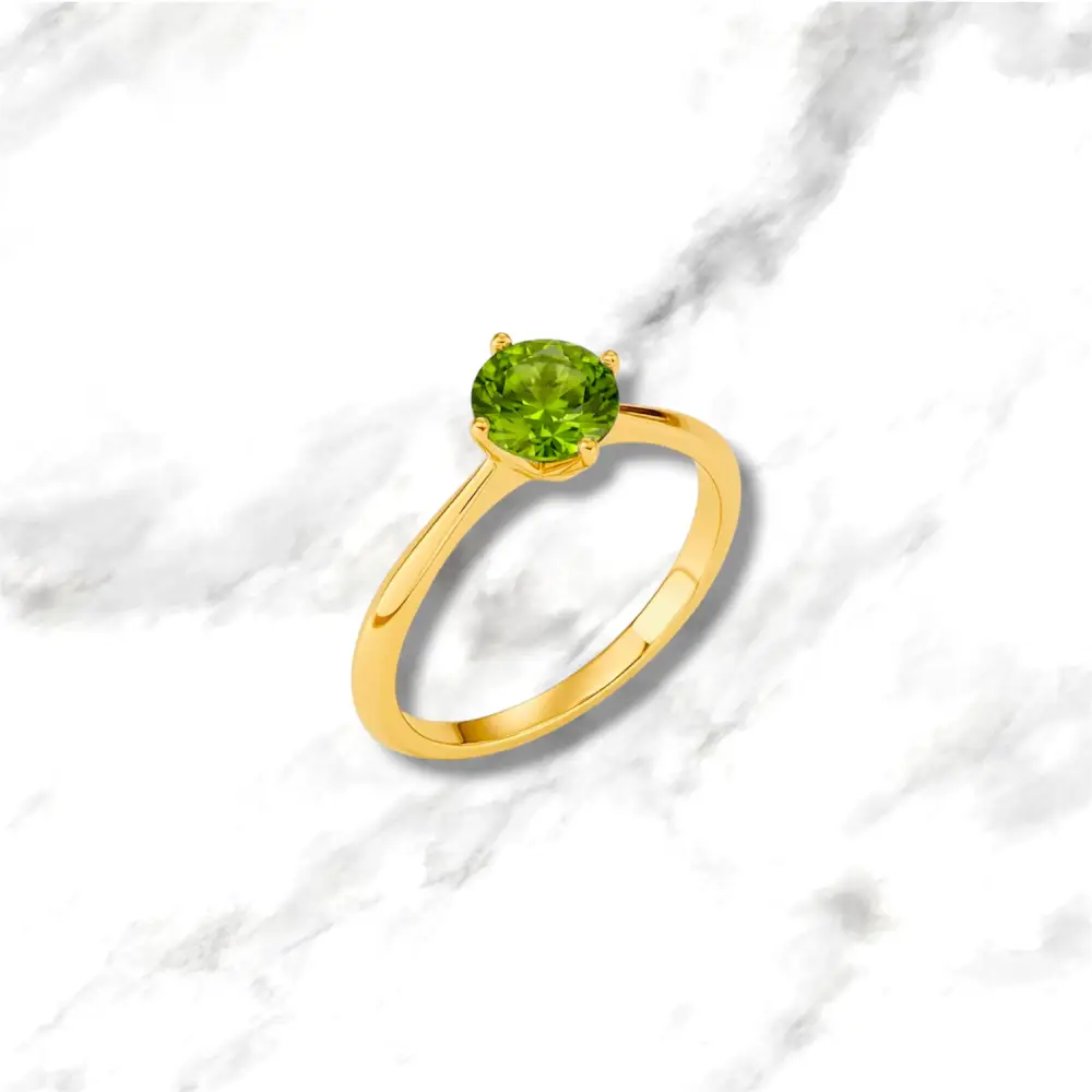 Solitario in oro giallo 9kt con peridoto