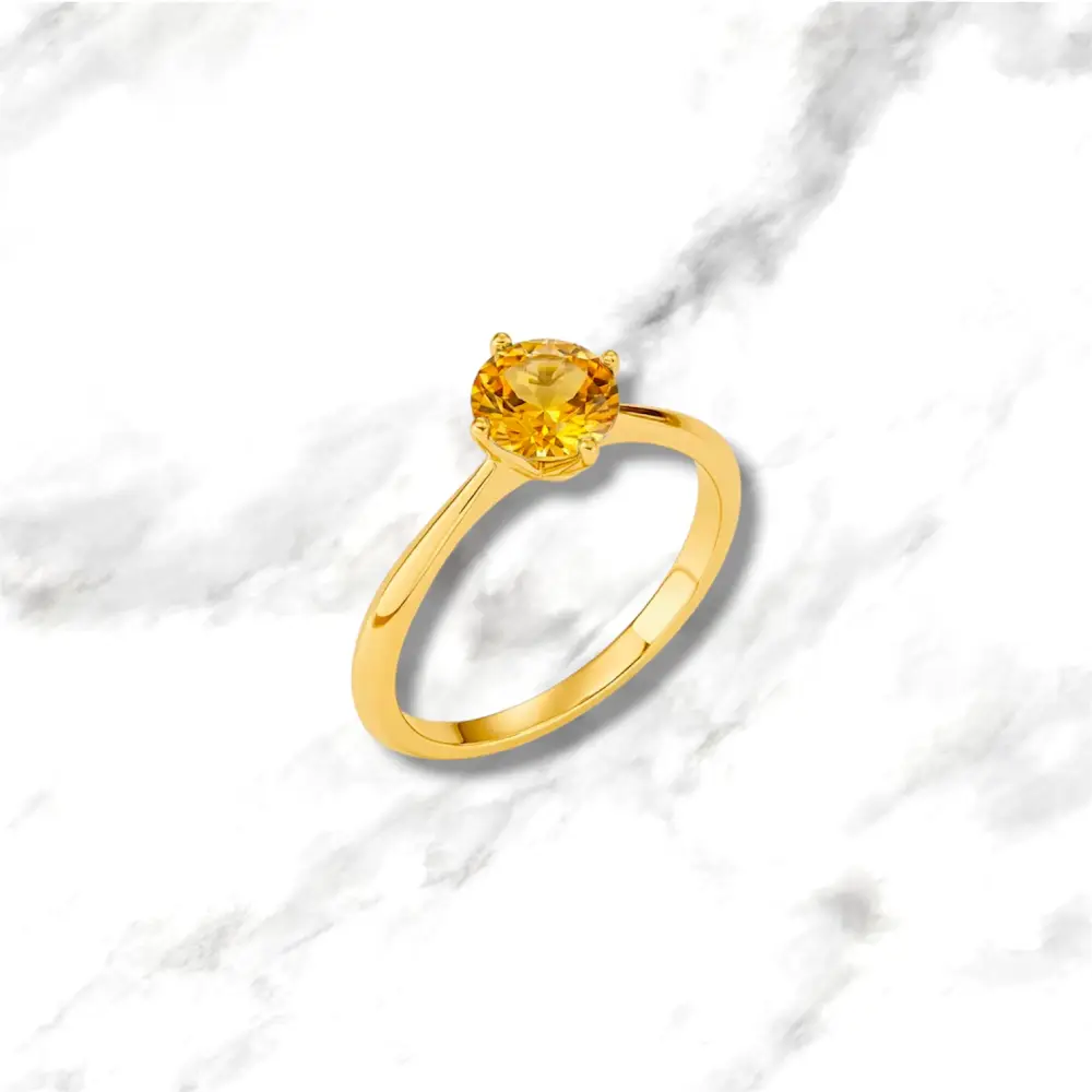 Solitario in oro giallo 9kt con topazio citrino